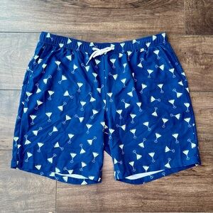 Mosmann Australia Men's Swim Shorts - Large - Martini Cocktail Print Navy Blue